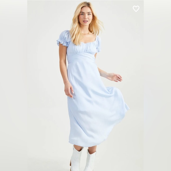 NWT Altar’d State Julia Cross Midi Dress Light Blue Medium - Picture 3 of 7